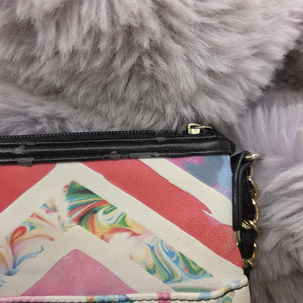 Nicole Miller Pink Black Chevron Crossbody Bag - Picture 6 of 13